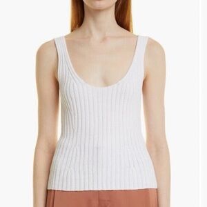 Vince White Ribbed Tank Top